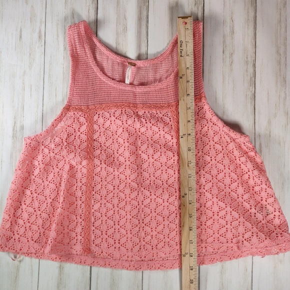 Free People pink cropped crochet lace tank top a46 - Picture 6 of 8